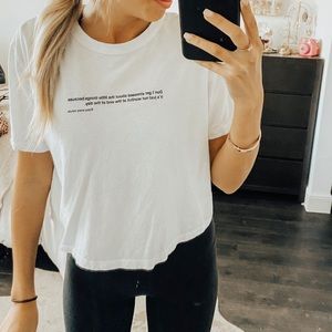 White tshirt with saying